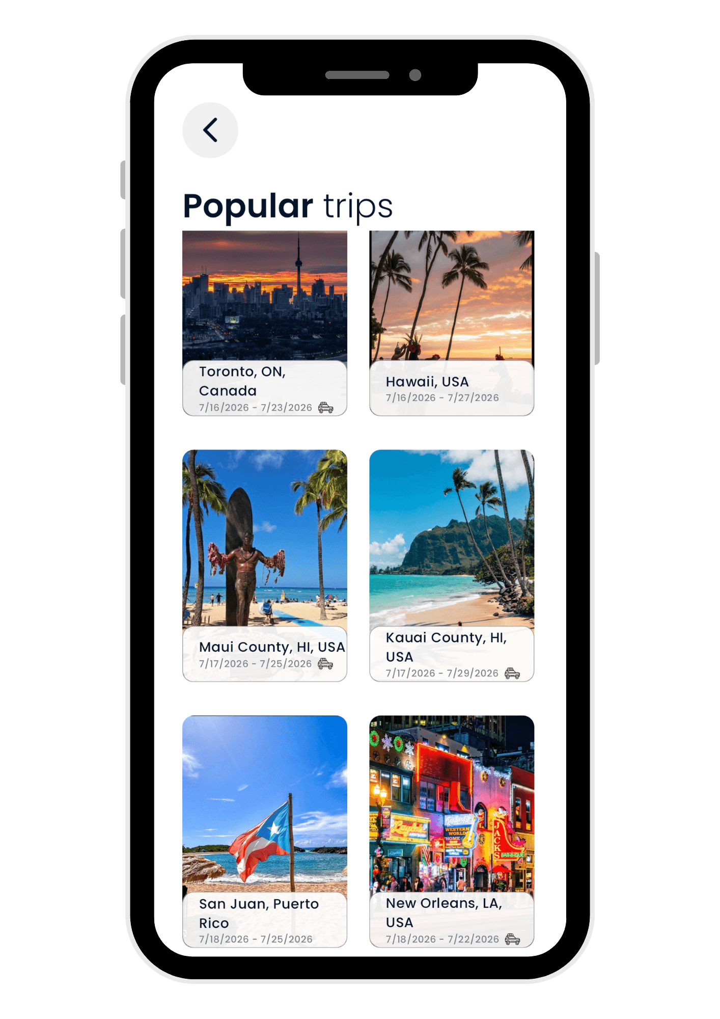 The Aupairtrip app showing trips au pairs can join